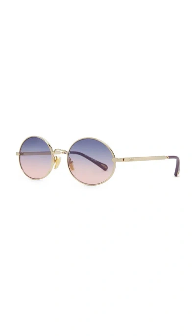Chloé 55mm Gradient Round Sunglasses In Blue