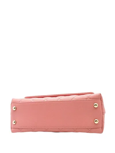 Pre-owned Chanel 2021-2025 Mini Caviar Coco Top Handle Bag Satchel In Pink