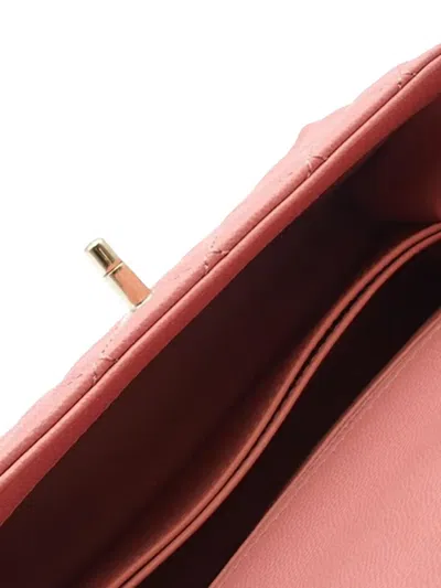 Pre-owned Chanel 2021-2025 Mini Caviar Coco Top Handle Bag Satchel In Pink