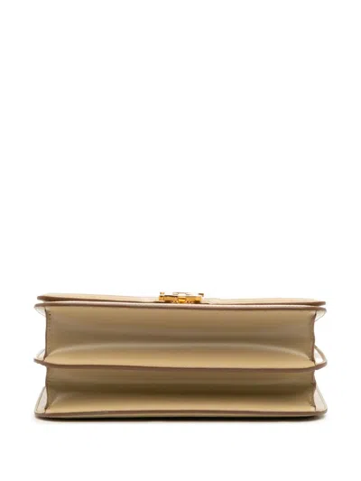 Pre-owned Burberry 2018-2023 Medium Tb Monogram Embossed Calfskin Chain Crossbody Bag In Brown