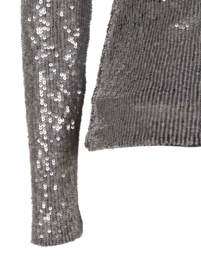 P.a.r.o.s.h Fitted High-neck Blouse In Smooth Polyamide Blend In Gray