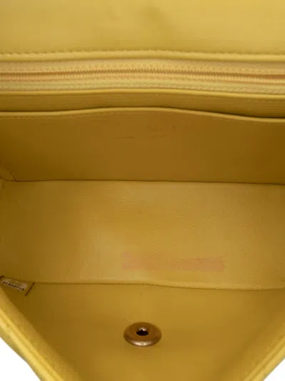 Pre-owned Chanel 2015-2016 Mini Rectangular Classic Chevron Lambskin Single Flap Crossbody Bag In Yellow