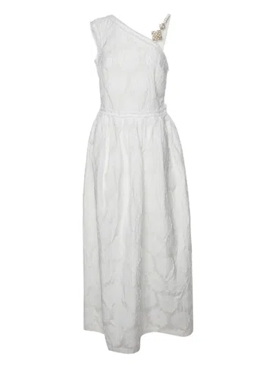 Pre-owned Roberto Cavalli Vintage Floral-embellishment Maxi Dress In White
