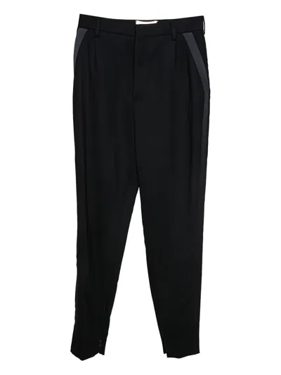 Pre-owned Saint Laurent Side Stripe Wool Trousers In Black