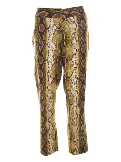 Pre-owned Michael Kors Vintage Snakeskin-print Trousers In Brown