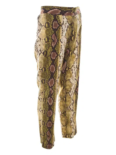 Pre-owned Michael Kors Vintage Snakeskin-print Trousers In Brown
