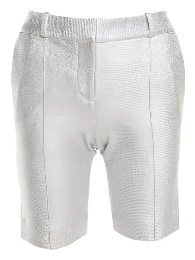 Pre-owned Diane Von Furstenberg Metallic-effect Tailored Shorts In Gray