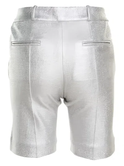 Pre-owned Diane Von Furstenberg Metallic-effect Tailored Shorts In Gray