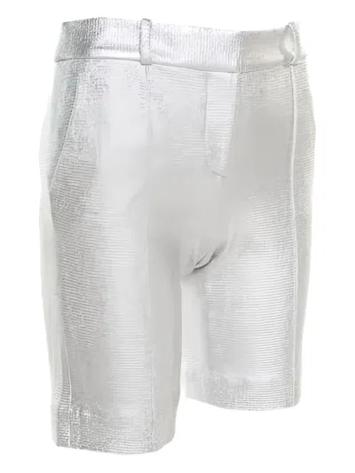Pre-owned Diane Von Furstenberg Metallic-effect Tailored Shorts In Gray