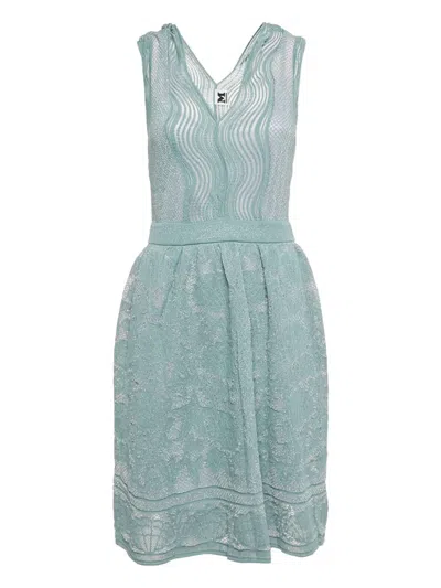 Pre-owned Missoni V-neck Knitted Dress In Blue