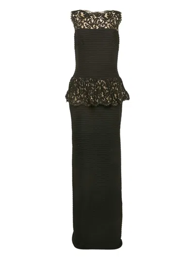 Pre-owned Tadashi Shoji 2023 Lace Peplum Dress In Black