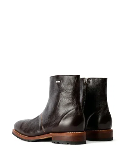 Our Legacy Leather Ankle Boots Round Toe In Brown