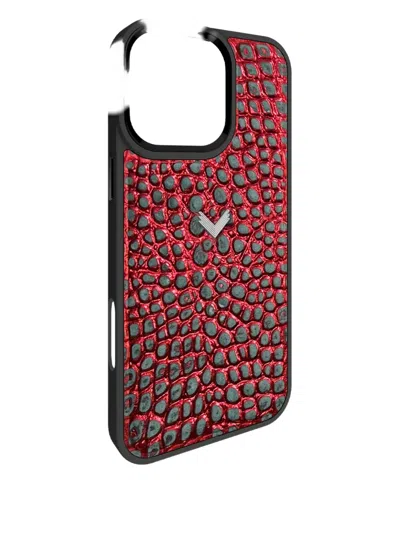Velante Crocodile-texture Iphone 16 Pro Case In Red