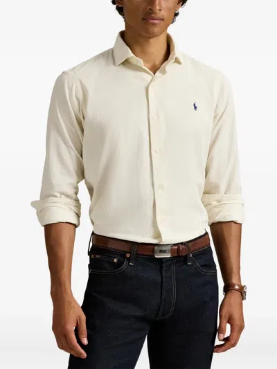 Polo Ralph Lauren Custom Fit Corduroy Long-sleeve Shirt In Neutral