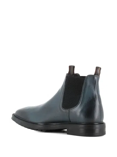 Paul Smith Stylish Ankle Booties With Elastic Side Gores In Blue