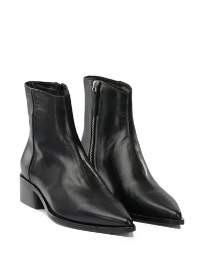 Pomme D'or Elyse Leather Ankle Boots In Black