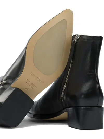 Pomme D'or Elyse Leather Ankle Boots In Black