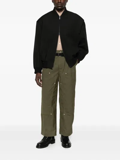 Kenzo Cotton Trousers With Quilted Pattern And Pockets In Green