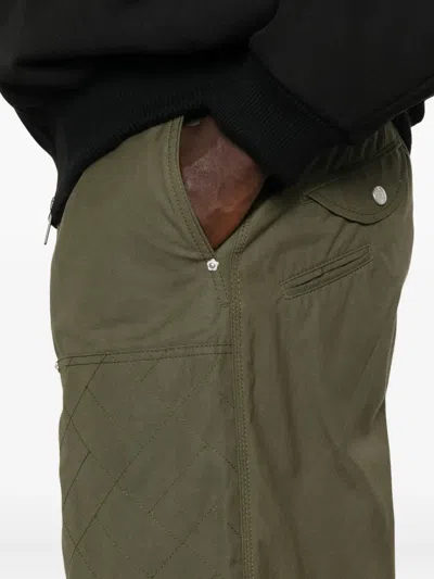 Kenzo Cotton Trousers With Quilted Pattern And Pockets In Green