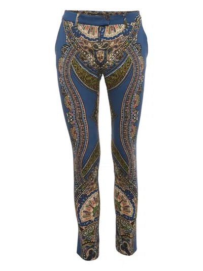 Pre-owned Etro Paisley-print Trousers In Blue