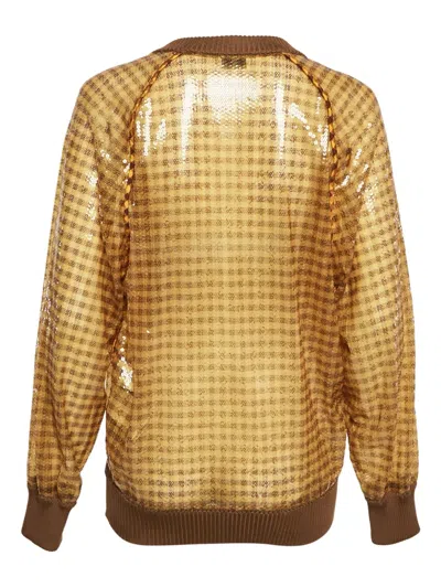 Pre-owned Fendi Sequin Gingham-pattern Sweatshirt In Yellow