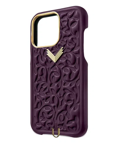 Velante Flower-embossed Iphone 16 Pro Case In Purple