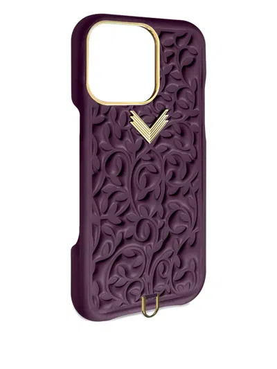Velante Flower-embossed Iphone 16 Pro Case In Purple