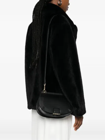 Cromia Half-moon Leather Clutch Bag In Black