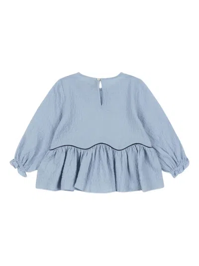 AVA 蝴蝶结荷叶边罩衫