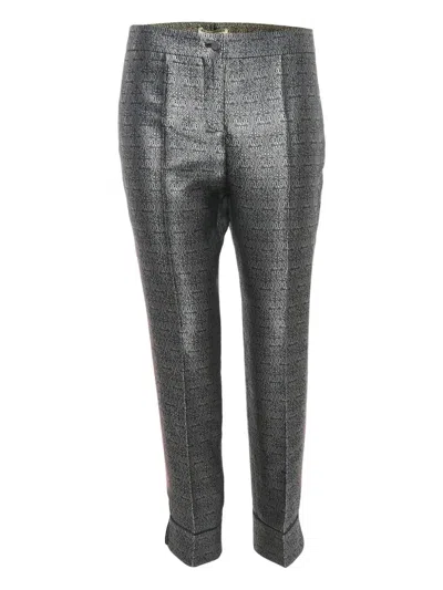 Pre-owned Balenciaga Brocade-pattern Tailored Trousers In Gray