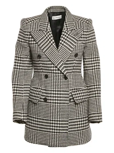 Pre-owned Balenciaga Pied-du-poul Pattern Blazer In Black