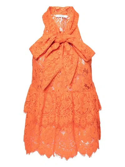 Pre-owned Ganni Lace Tiered Top In Orange