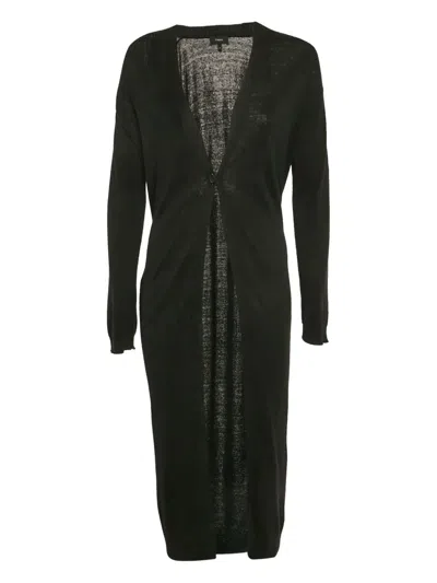 Pre-owned Theory Single-button Long Cardigan In Black
