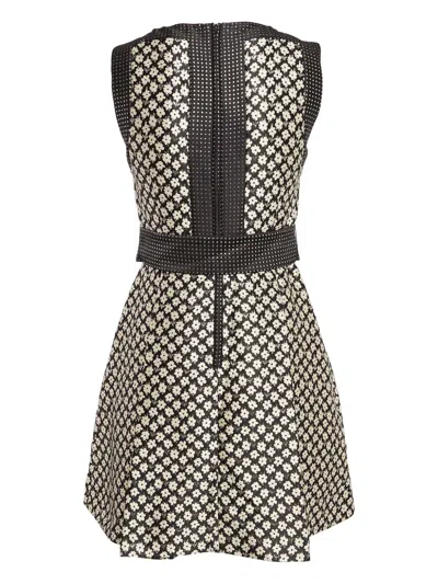 Pre-owned Red Valentino Vintage Floral-print Belted Dress In Black