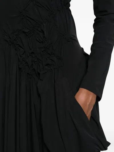 褶饰细节不对称连衣裙