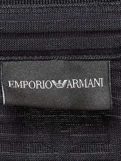 Pre-owned Emporio Armani Patterned-jacquard Polo Shirt In Blue