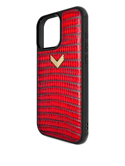 Velante Lizard-texture Iphone 16 Pro Max Case In Red