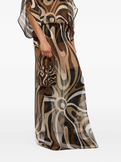 Pucci Abstract-print Drawstring Bucket Bag In Black