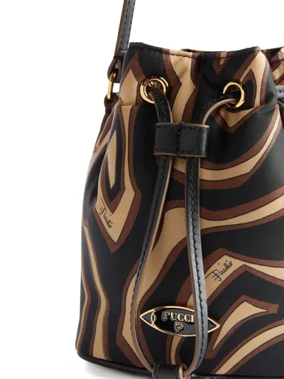 Pucci Abstract-print Drawstring Bucket Bag In Black