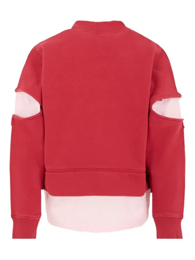 Palm Angels Mock-neck Split-sleeve Top In Red