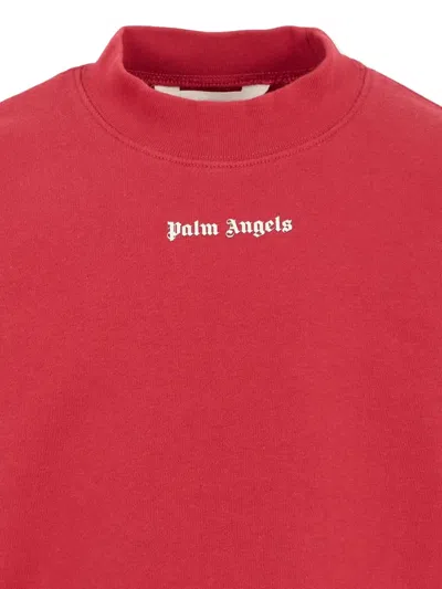 Palm Angels Mock-neck Split-sleeve Top In Red