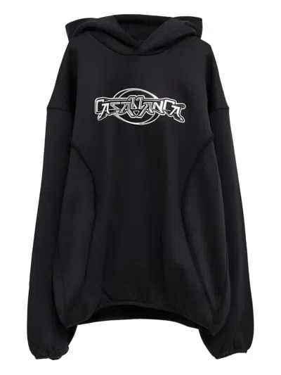 Casablanca Mens Oversized Panel Logo Jersey Hoodie Black In Black