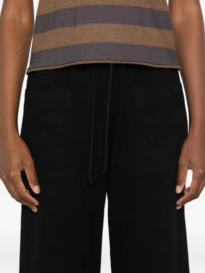 Hannes Roether Drawstring-waist Flared Trousers In Black