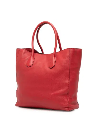 Pre-owned Prada 2000-2025 Vitello Daino Open Convertible Tote Satchel In Red