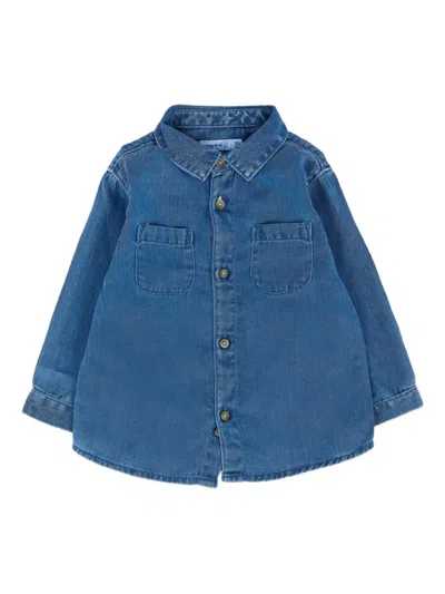 Mayoral Denim Long-sleeve Shirt In Blue