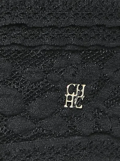 Pre-owned Carolina Herrera Vintage Lace-floral Top In Black