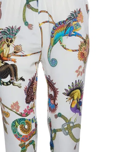 Pre-owned Etro 2024 Capri Paisley-animal Print Trousers In White