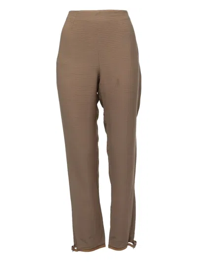 Pre-owned Emporio Armani Buckled-hem Trousers In Brown