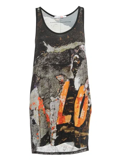 Pre-owned Givenchy Abstract-print Tunic Top In Black