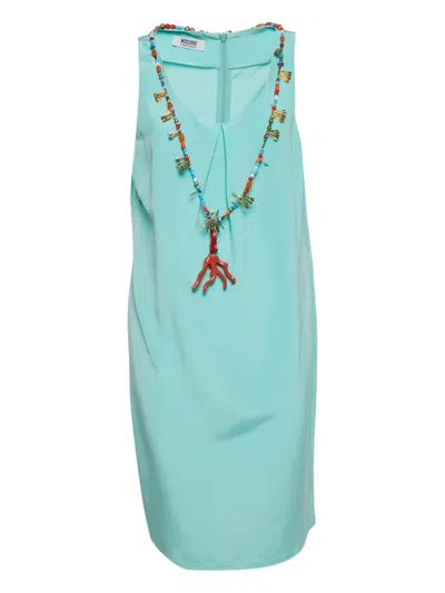 Pre-owned Moschino 2024 Embellished Dress In Blue